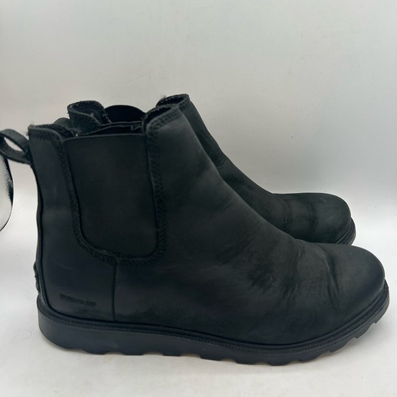 Sorel Women's Ainsley Boot Size 10.5 Waterproof  Chelsea Pull On Black Leather - Picture 3 of 10